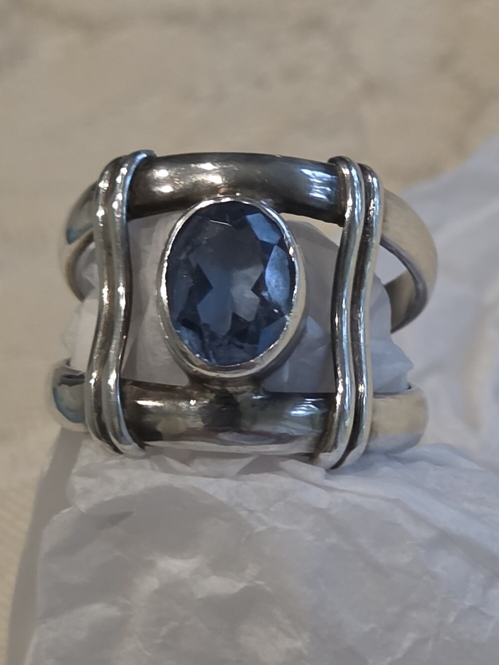 UNOde50 Sterling Silver Blue Gemstone Statement Ring